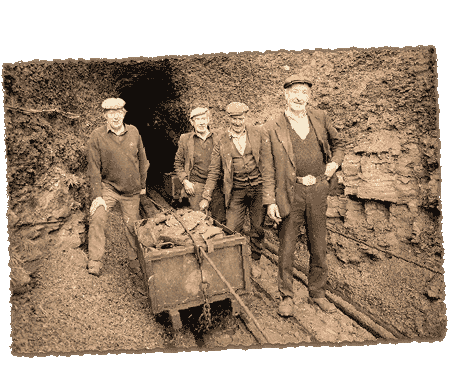 Archive Photograph of Miners Outside Mine